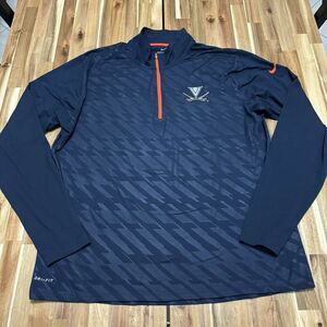 Virgina Cavaliers Pullover Mens XL Blue Nike 1/4 Zip College Lightweight Stretch